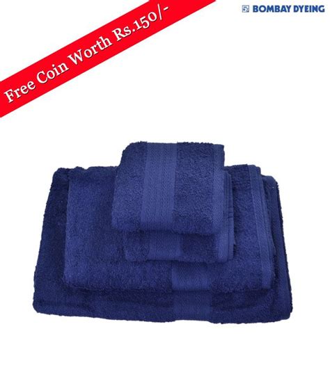 Bombay Dyeing Tulip Ultra Blue Towel Set With Free Coin Buy Bombay
