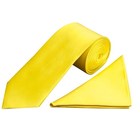 Sunshine Yellow Satin Tie And Handkerchief Set
