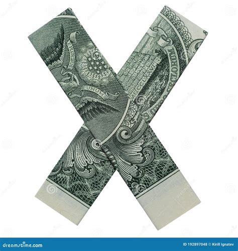 Money Origami Letter X Character Folded With Real One Dollar Bill Stock