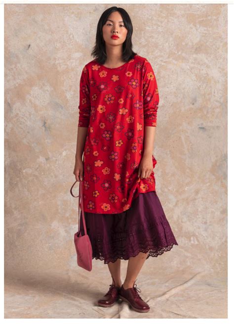 Bnwt Gudrun Sjoden Size Xl Red Aria Floral Jersey Tunic Dress