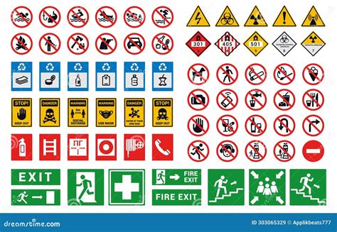 Set Of Caution Symbols With Stick Figure Man Falling Falling Down The