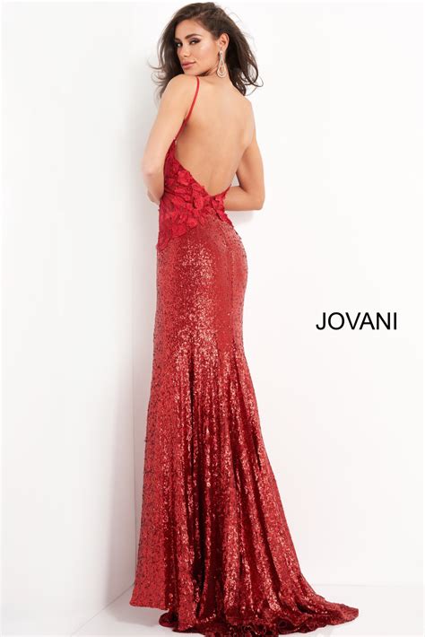 Jovani 06426 Red Sheath Spaghetti Strap Prom Dress