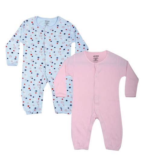 Gkidz Infants Pack Of 2 Full Sleeve Solid And Printed Romper Buy