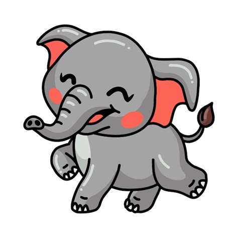 Caricatura Lindo Bebé Elefante Caminando Vector Premium