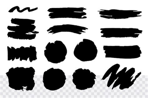 Premium Vector Brush Stroke Black Ink Silhouettes Set