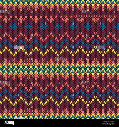 Seamless Knitting Multicolor Motley Background Knitting Vector Pattern