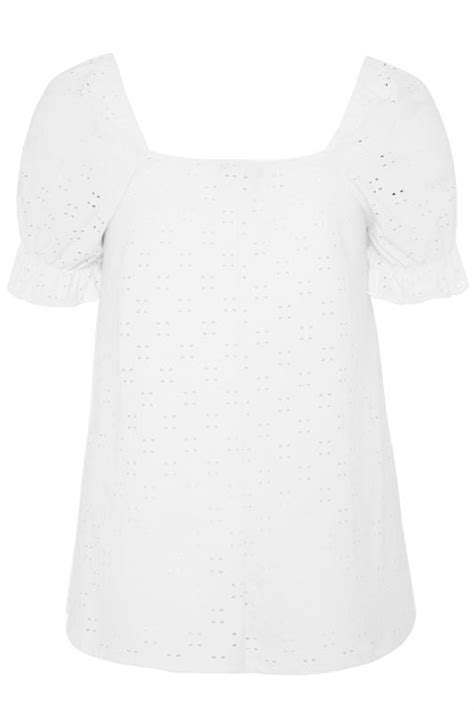 Limited Collection White Broderie Anglaise Square Neck Top Yours Clothing