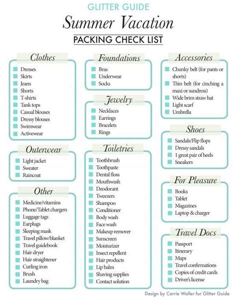 Woman Printable Pack Checklist