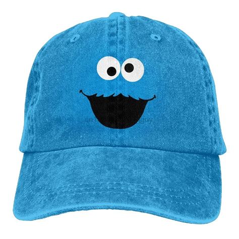Cookie Monster Cap Adjustable Vintage Washed Denim Baseball Cap Dad Hat