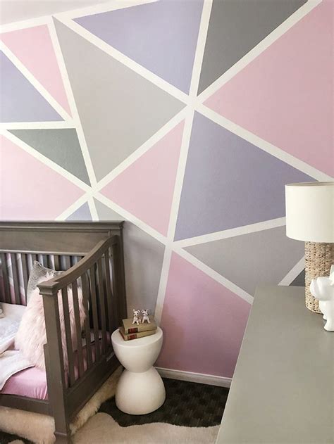 Little girls bedroom paint ideas. Home Decor // Geometric Accent Wall - Little Girl's Room ...