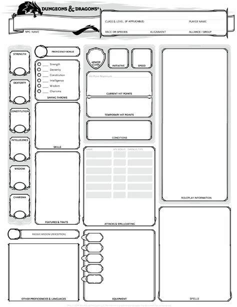 Free Printable Dungeons And Dragons Character Sheet Printable Form