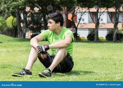 Fitness Break Stock Photo Image Of Male Resting Activity 50400732