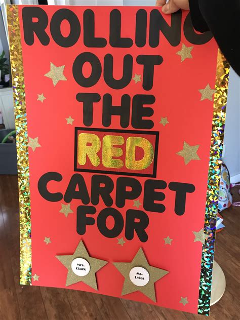 Teacher Appreciation Poster Red Carpet Theme Classroom Door Music