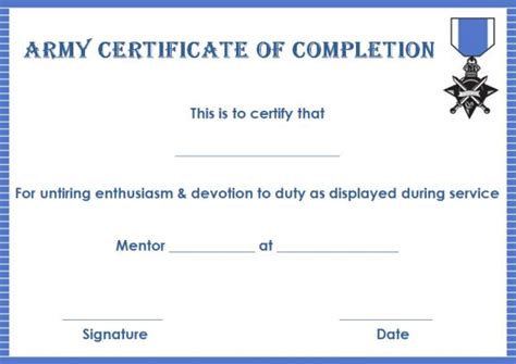 Army Certificate Of Training Template