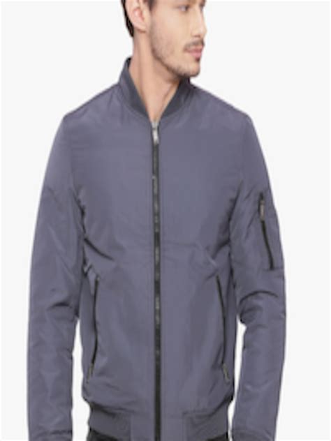 Buy Basics Men Grey Solid Bomber Jacket Jackets For Men 16412066 Myntra