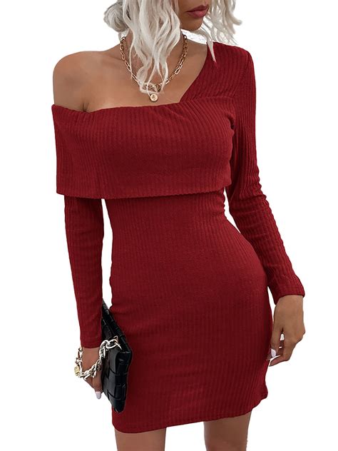 Vitmona Womens Formal Date Party Classic Slanted Neck Off Shoulder Solid Slim Pit Bodycon Short