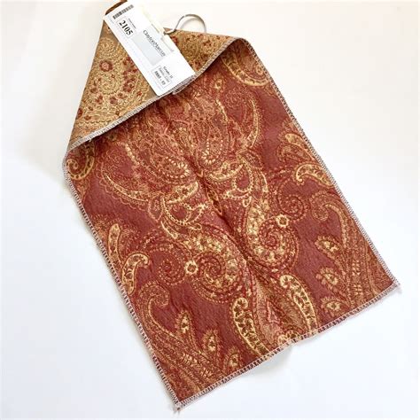 Clayton Marcus Fabric Swatch Gold Red Paisley Damask Pattern Craft 12