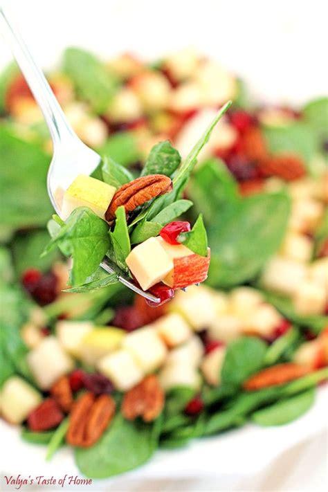 Pear Apple Pomegranate Pecan Spinach Salad Recipe Valyas Taste Of Home