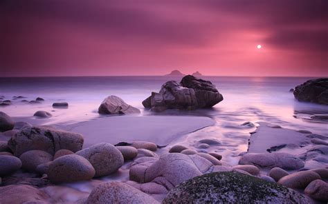 Pink Sunset Coast Wallpapers Pictures Sunset Wallpaper Beach