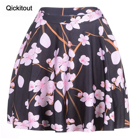 qickitout 2016 drop shipping new fashion sexy skirts summer joker women s 3d peach blossom