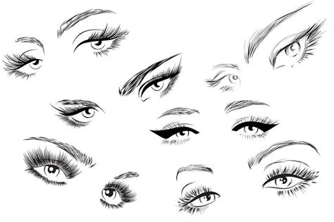 woman eyes and lashes set 20 vectors eye illustration female eyes eye drawing