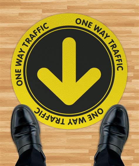 One Way Traffic Yellowblack Floor Sign D6544 By