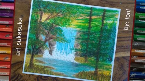 Types of oil pastel colours. landscape-waterfall-gambar menggunakan crayon , oil pastel ...