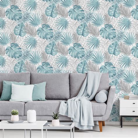 Modern Wallpaper Tropical Leaves Muriva L604 Muriva