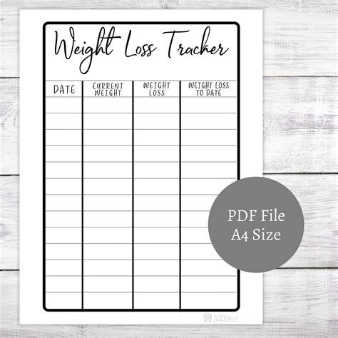 Printable Weight Loss Tracker Weight Loss Printable Fitness Etsy