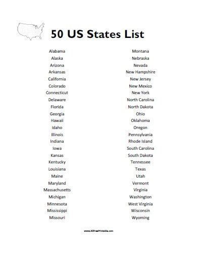 Alphabetical Order Printable List Of 50 States And Capitals 17 Best