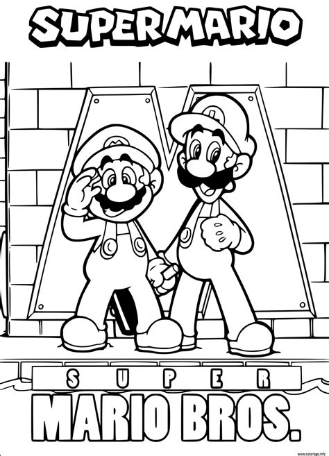 Coloriage Super Mario Bros Mario Et Luigi Dessin Mario à Imprimer