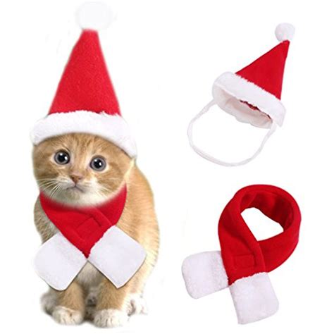 Pet Dog Cat Santa Hat Adjustable Pet Christmas Holiday Santa Hat With