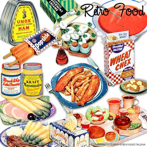 Retro Food Vintage 50s Meals Products Cooking Pantry Groceries Mid