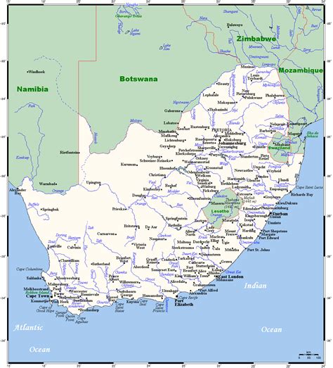 Landkarte Südafrika Übersichtskartestädte Karten