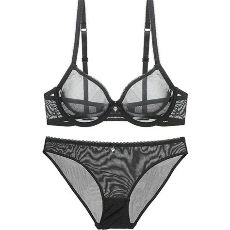 Sheer See Through Bras And Panties Set Unlined Mesh Sexy Lace For Women