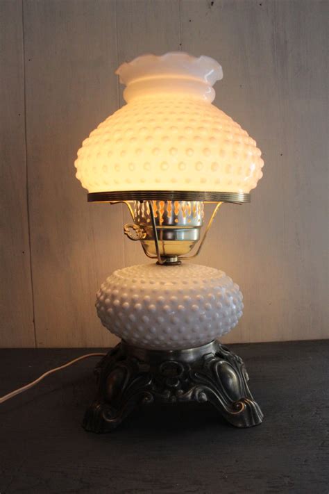 Milk Glass Lamp Large Fenton Hobnail Table Lamp White Etsy
