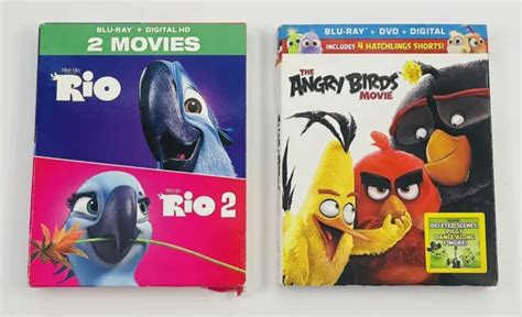 Rio 1 And 2 The Angry Birds Movie Blu Raydvd Lot 2 Movie Collection