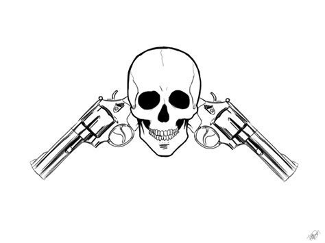 Gun tattoos are perfect to showcase your rebellious and free spirit. Guns and Skull by BigEvilGorilla on DeviantArt