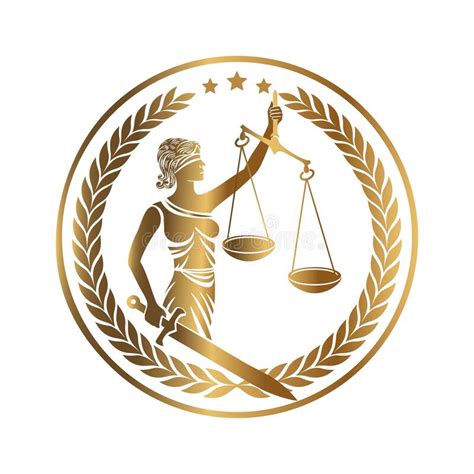 Lady Justice Themis Golden Emblem Stock Vector Illustration Of Firm