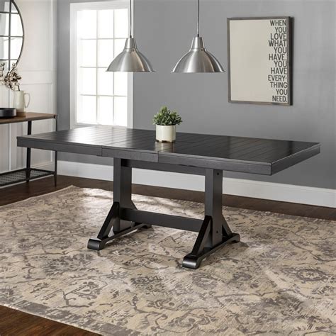 Extendable Trestle Wood Dining Table In Antique Black Homesquare