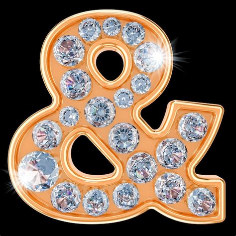 Premium Photo Golden Ampersand Symbol With Diamonds 3d Rendering