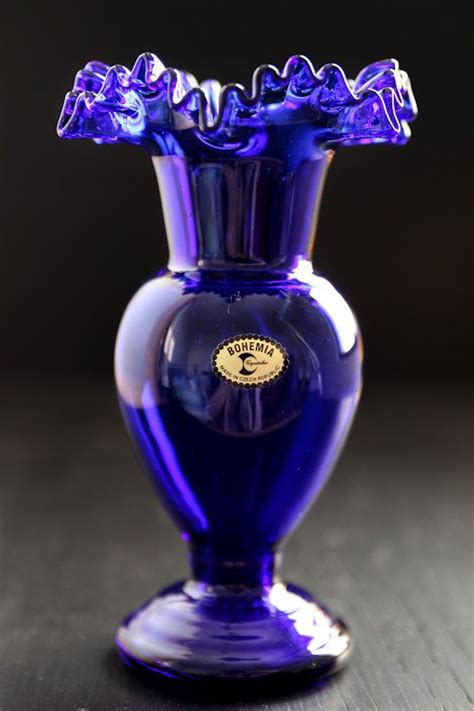 Cobalt Blue Vase Bohemia Crystal Bohemia Glass Bohemia Crystal