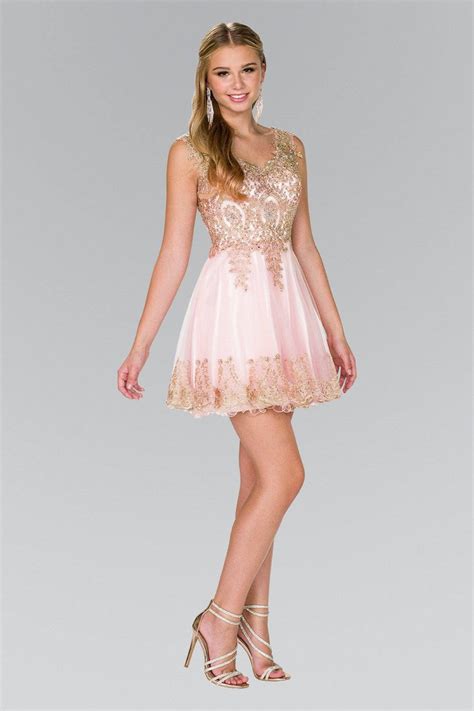 Short Tulle Dress With Gold Lace Applique By Elizabeth K Gs2403 Abc