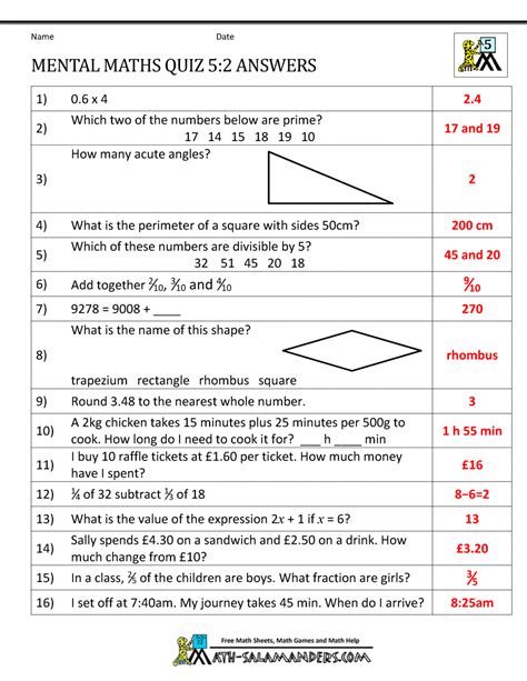 How to avoid silly mistakes. Mental Maths Practise Year 5 Worksheets