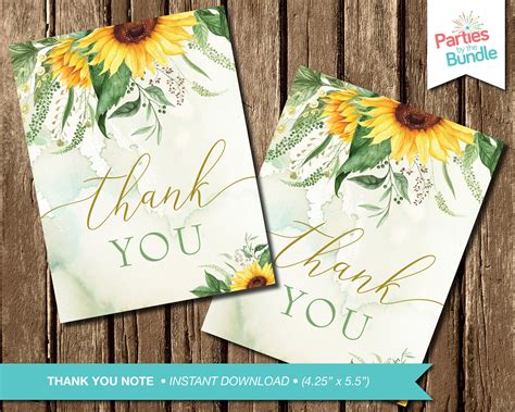 Sunflower Thank You Note Little Sunflower Thank You Cards Etsy In