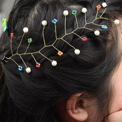 How To Make A Wire Pearl Beaded Bridal Headpiece With Colorful Seed