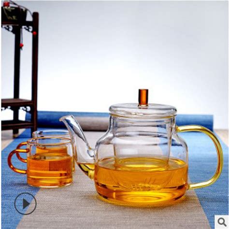 Durable Stovetop Safe Teapot Borosilicate Glass Clear Teapot With Infuser