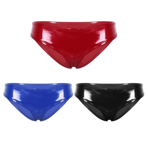 Womens Wet Look Patent Leather Underwear Thongs