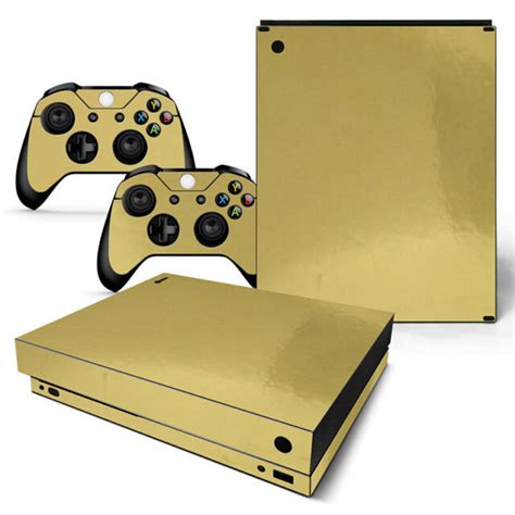 For Xbox One X Skin Console And 2 Controllers Gold Glossy Finish Vinyl