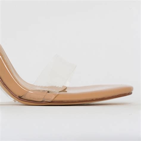 Nelly Nude Patent Clear Lace Up Wedges
